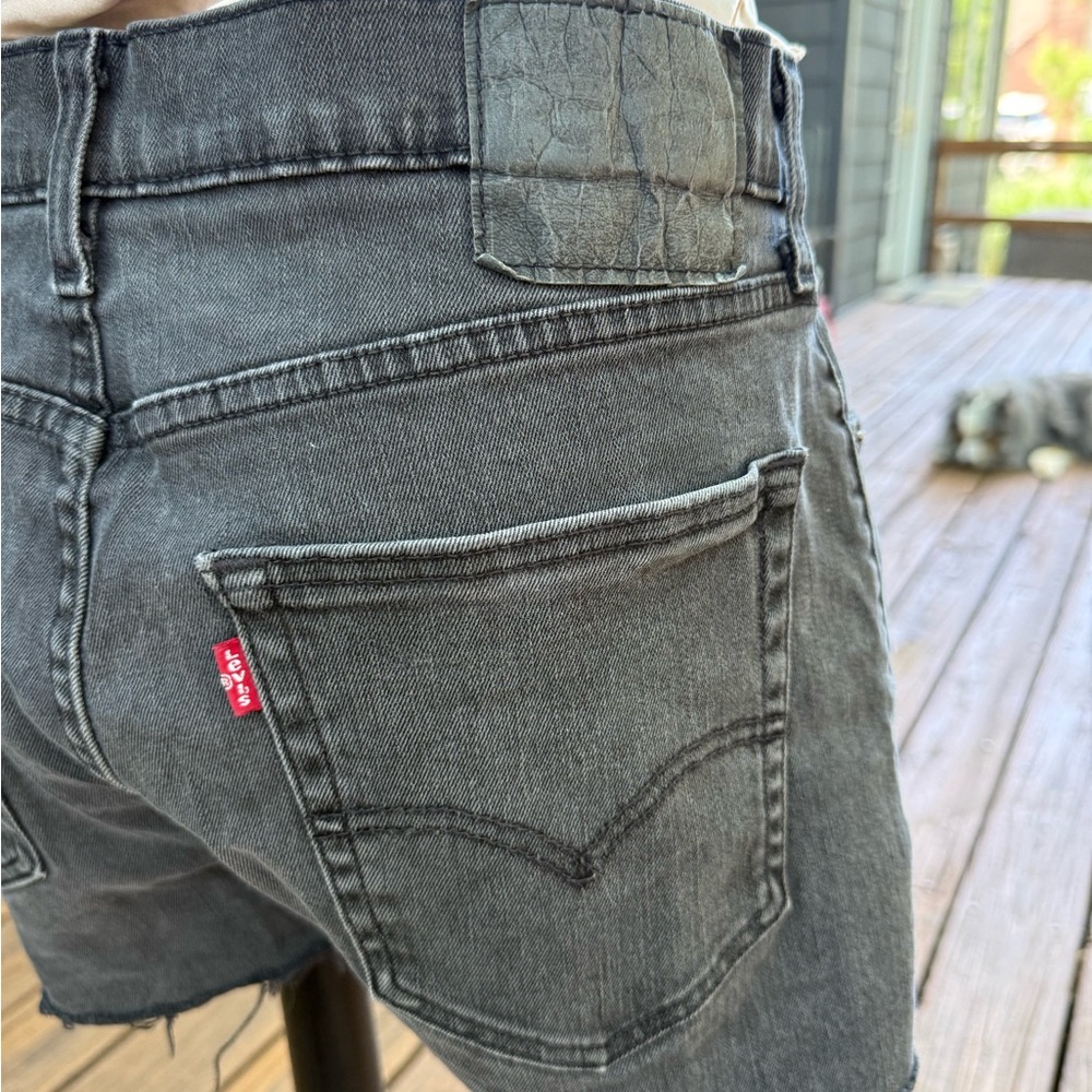 Levi's Black Washed Jean Shorts with Red Tab